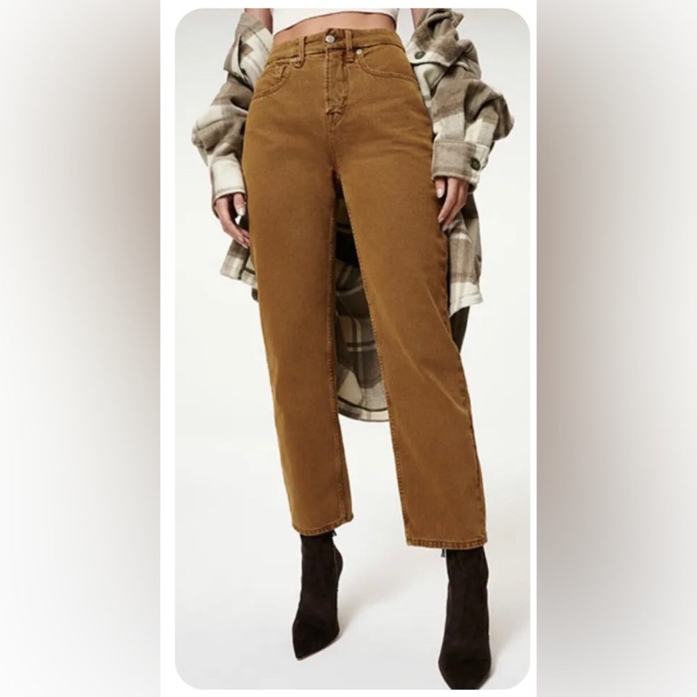 Good American Brown Straight Leg Jeans